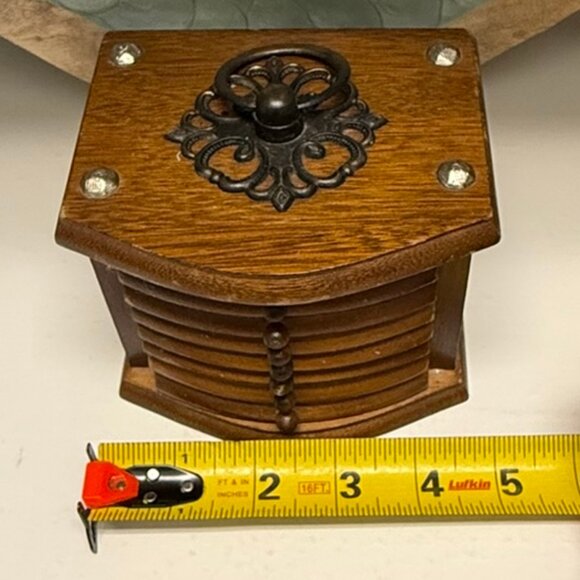 VINTAGE Wooden Mini Chest of Drawers Coaster Set Wood/Cork - Picture 8 of 12